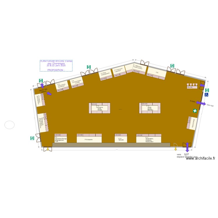 espace champagne FORUM XPLORE 20 22 Janv2025 couleurs simples. Plan de 1 pièce et 584 m2