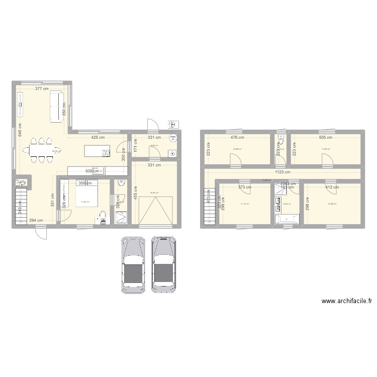 Maison 2. Plan de 13 pièces et 147 m2