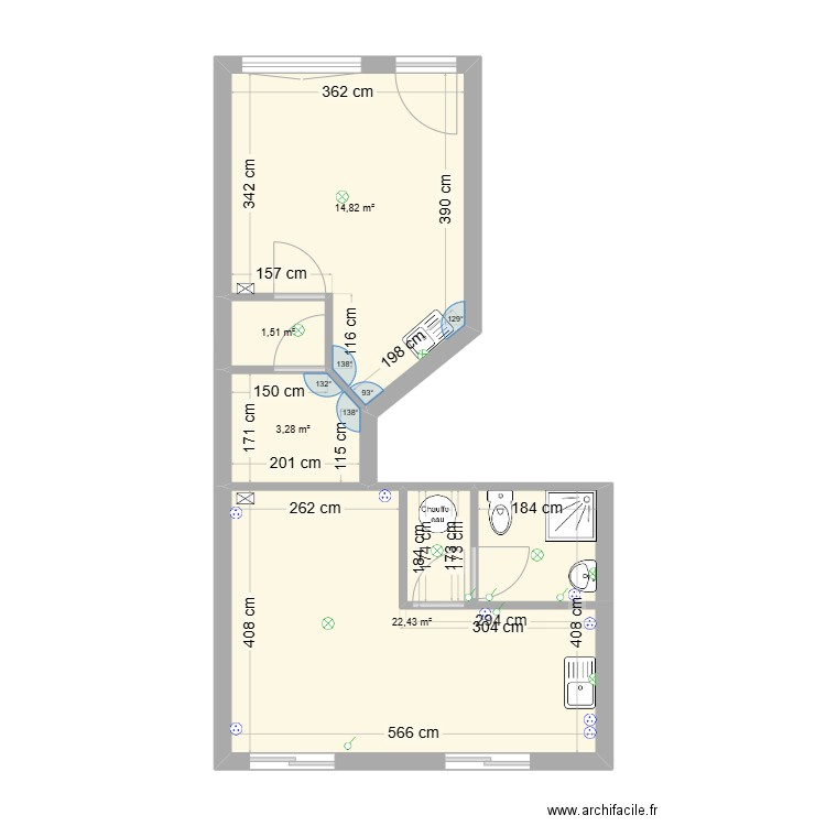 Plans Petit mars studios. Plan de 4 pièces et 42 m2