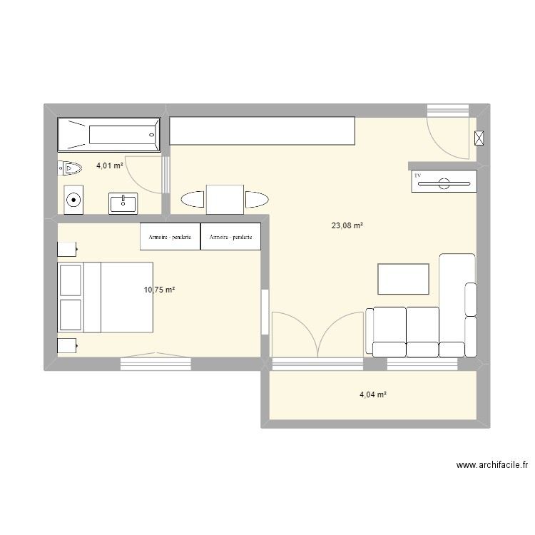 Appartement Vanessa. Plan de 4 pièces et 42 m2