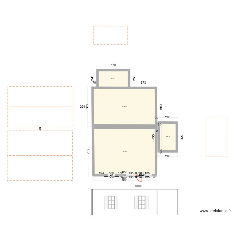 Plan de façade fougères. Plan de 4 pièces et 117 m2