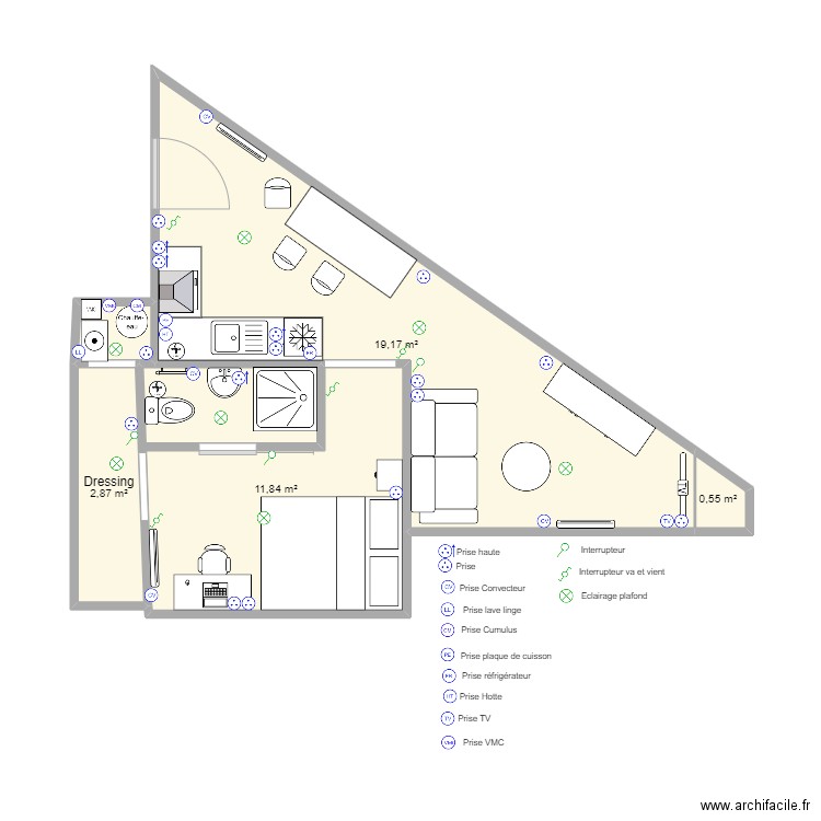 Maldoyenne rdc - elec. Plan de 5 pièces et 35 m2