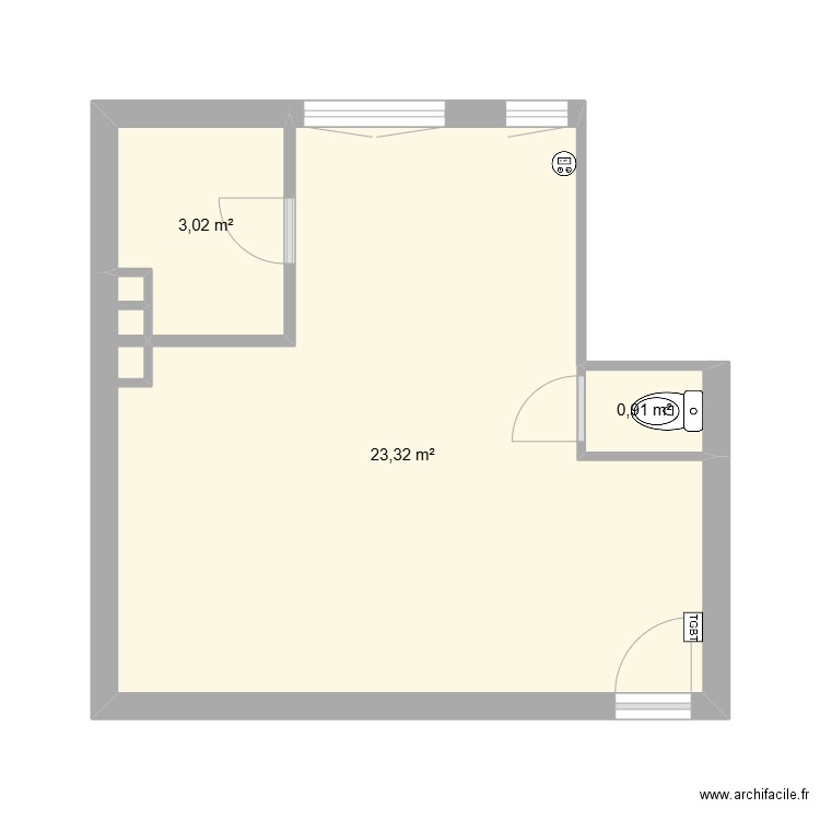 Studio 12 dauphine. Plan de 3 pièces et 27 m2