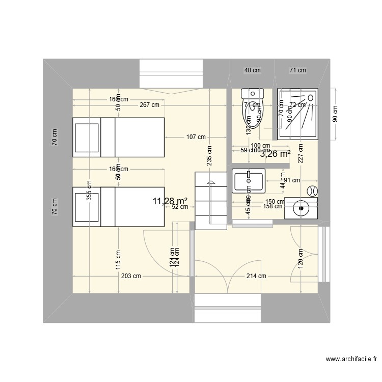 Aménagement. Plan de 2 pièces et 15 m2