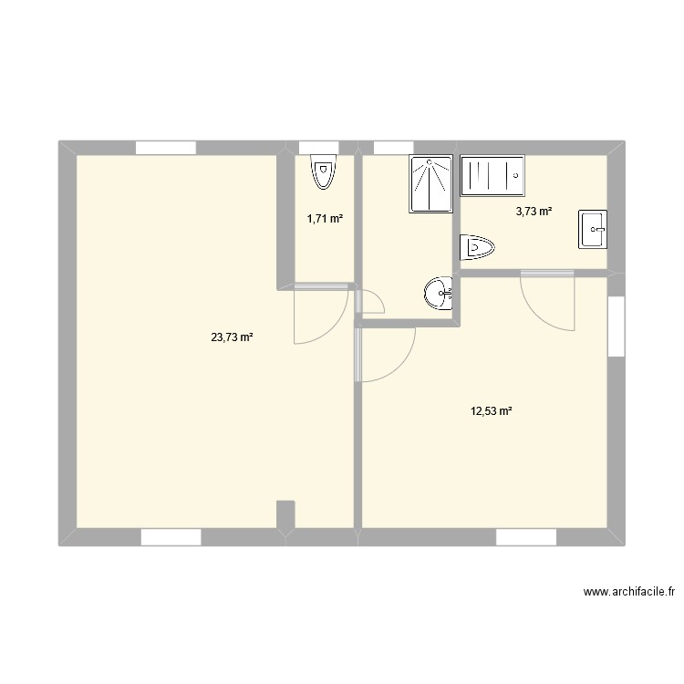 RDG1. Plan de 4 pièces et 42 m2