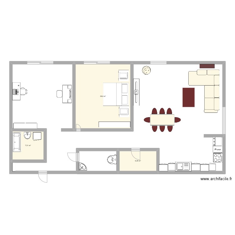 Appartement. Plan de 3 pièces et 43 m2