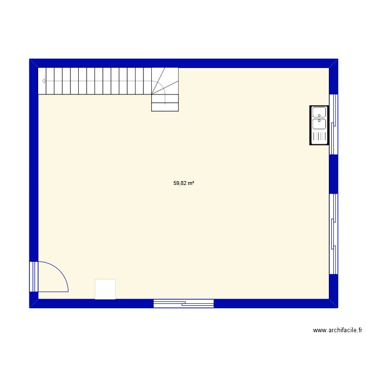 Maison Maë. Plan de 1 pièce et 60 m2