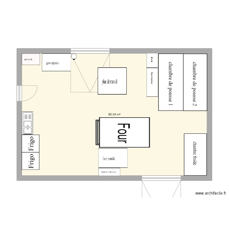 plan fm. Plan de 1 pièce et 60 m2