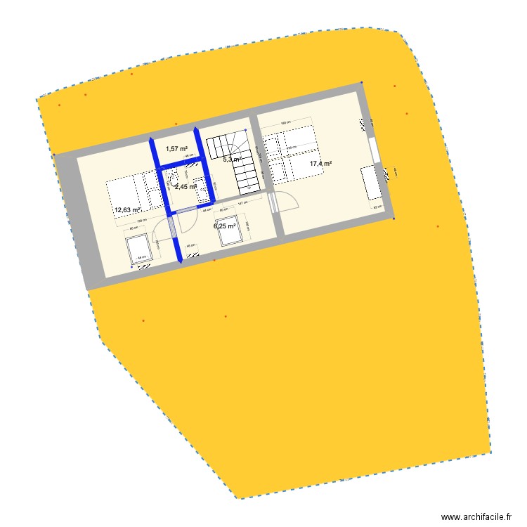 PRIEUX intérieur 1ER 1 bis eco. Plan de 6 pièces et 46 m2