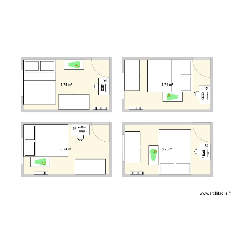 plan chambre 1. Plan de 4 pièces et 35 m2