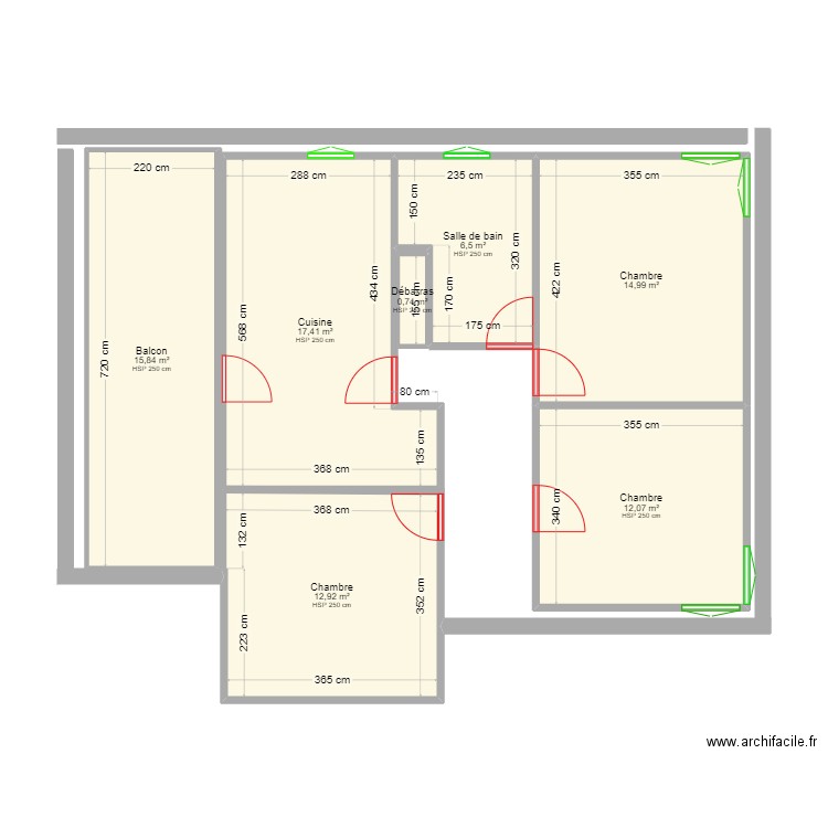 plan initial maison 2. Plan de 7 pièces et 80 m2