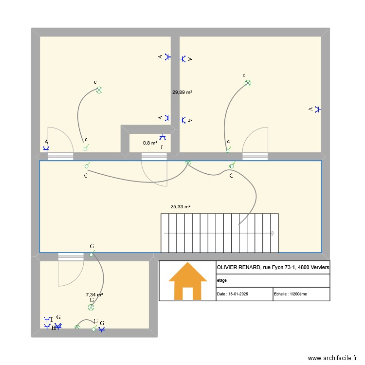 etage oli. Plan de 4 pièces et 63 m2