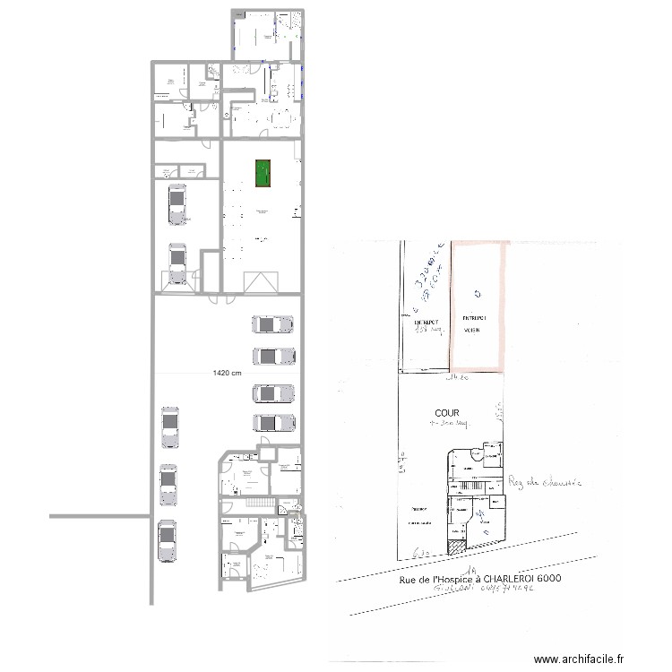 Plano 1-A 01 +1-A 010 signer. Plan de 20 pièces et 412 m2