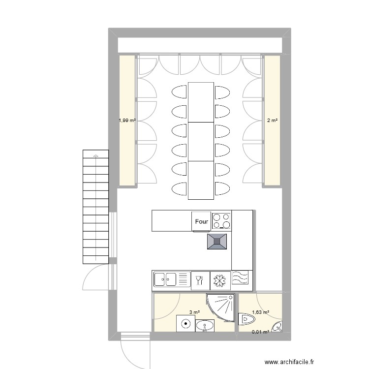 table ACDC. Plan de 5 pièces et 9 m2