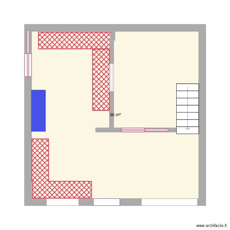 interieur piece principale. Plan de 1 pièce et 36 m2