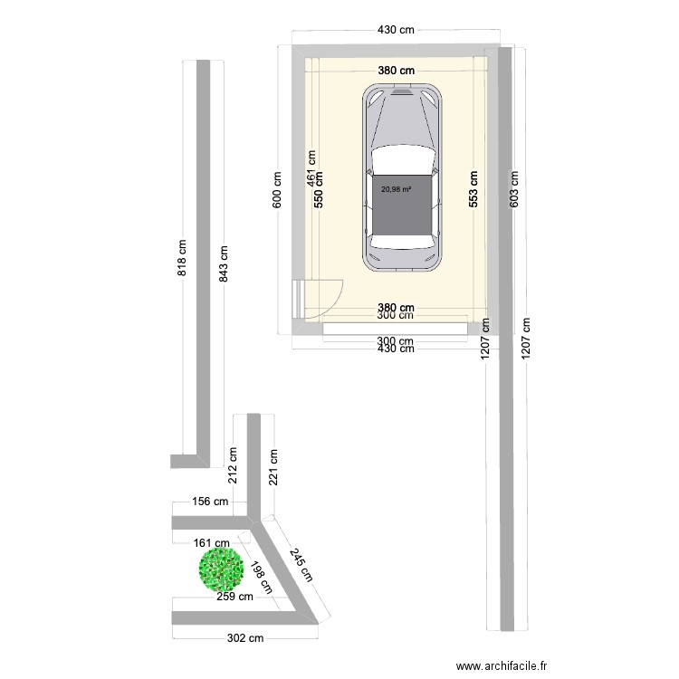 GARAGE VERSION 1. Plan de 1 pièce et 21 m2