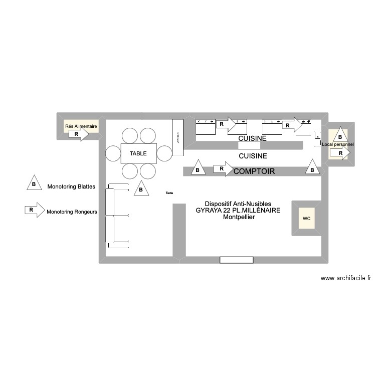 GYRAYA 22 PL DU MILLÉNAIRE, Montpellier. Plan de 3 pièces et 2 m2