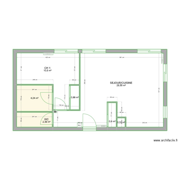 PROJET ninjabanane. Plan de 7 pièces et 48 m2