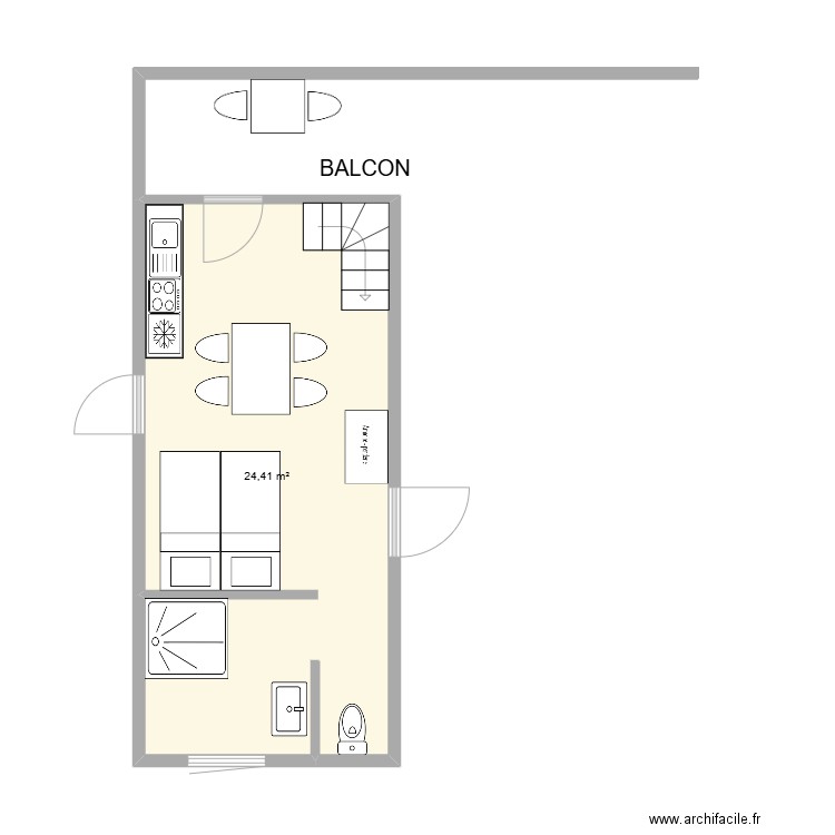 Gite MIRO. Plan de 1 pièce et 24 m2