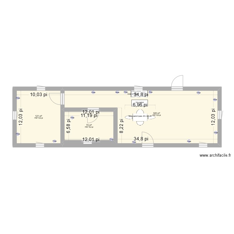 Louise et Julien. Plan de 3 pièces et 48 m2