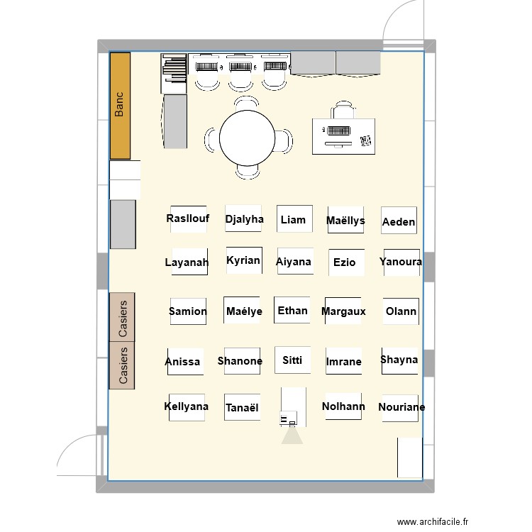 Classe P1 V2. Plan de 1 pièce et 65 m2