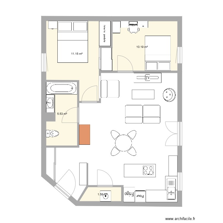 appart modif salon avec fauteuil. Plan de 0 pièce et 0 m2