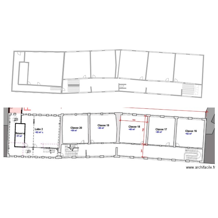 EFT BAT 4  et 5  etage 2. Plan de 4 pièces et 654 m2