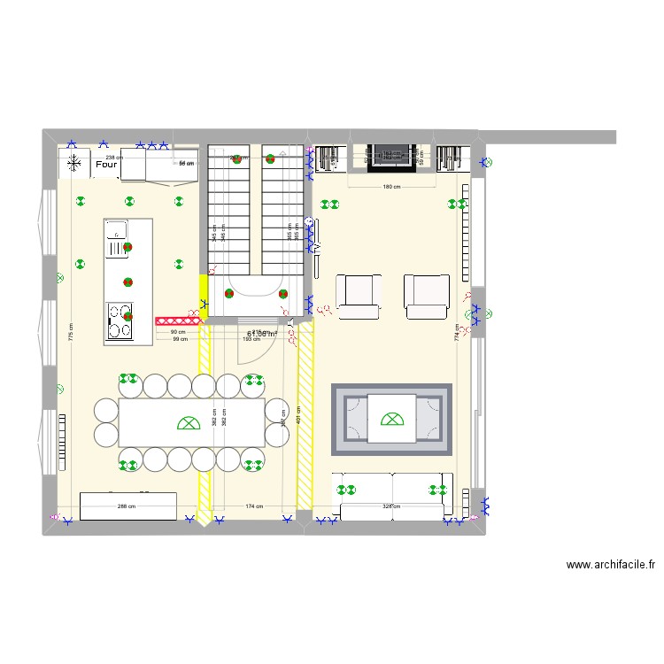 1 étage. Plan de 2 pièces et 62 m2