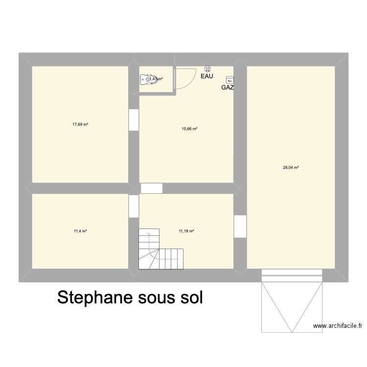 Stephane sous sol 2. Plan de 6 pièces et 85 m2