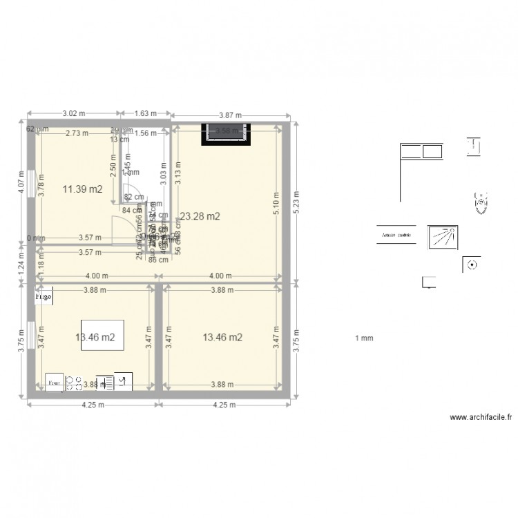 Chambre parentale. Plan de 0 pièce et 0 m2