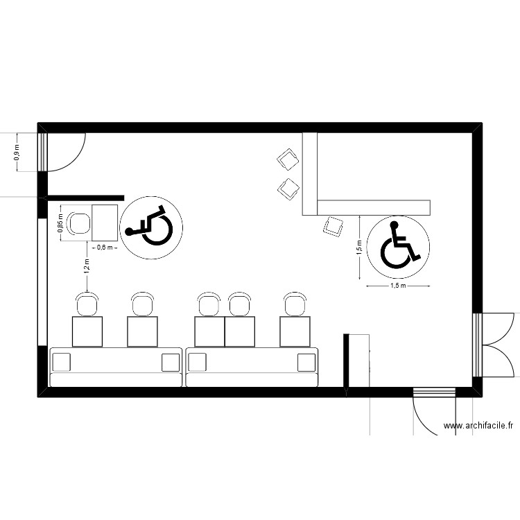 Restaurant. Plan de 1 pièce et 60 m2