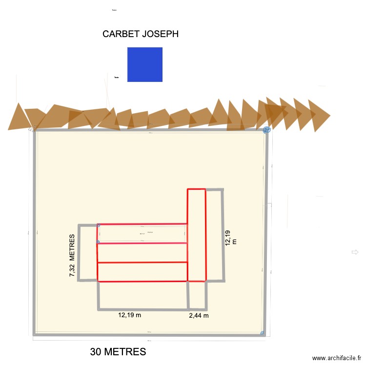 LES 4 CONTAINERS SUR LE TERRAIN AVEC DIMENSIONS. Plan de 2 pièces et 833 m2