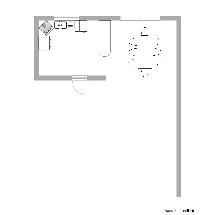 Plan Cuisine plaque coin. Plan de 0 pièce et 0 m2