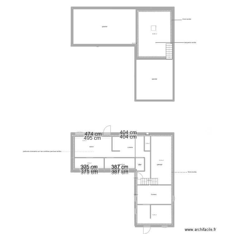 plan après travaux. Plan de 17 pièces et 199 m2