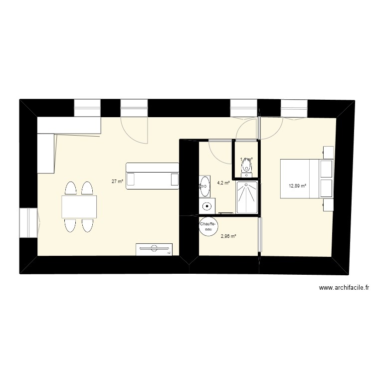 RU DU CLOS 2. Plan de 5 pièces et 48 m2