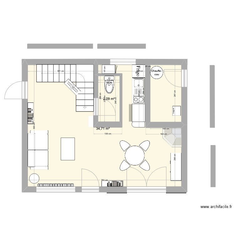 gite ladon. Plan de 2 pièces et 37 m2