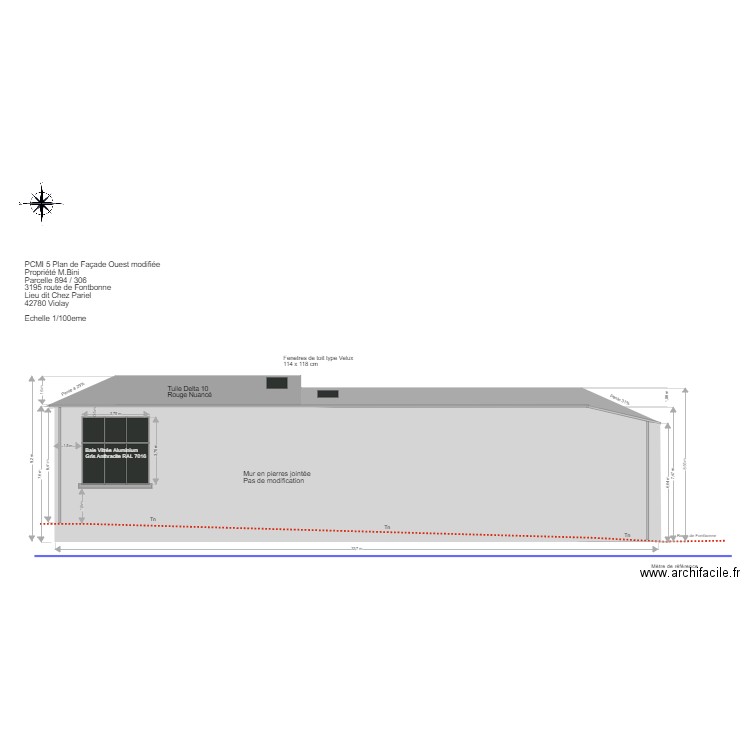 Facade Ouest Modifiée. Plan de 0 pièce et 0 m2