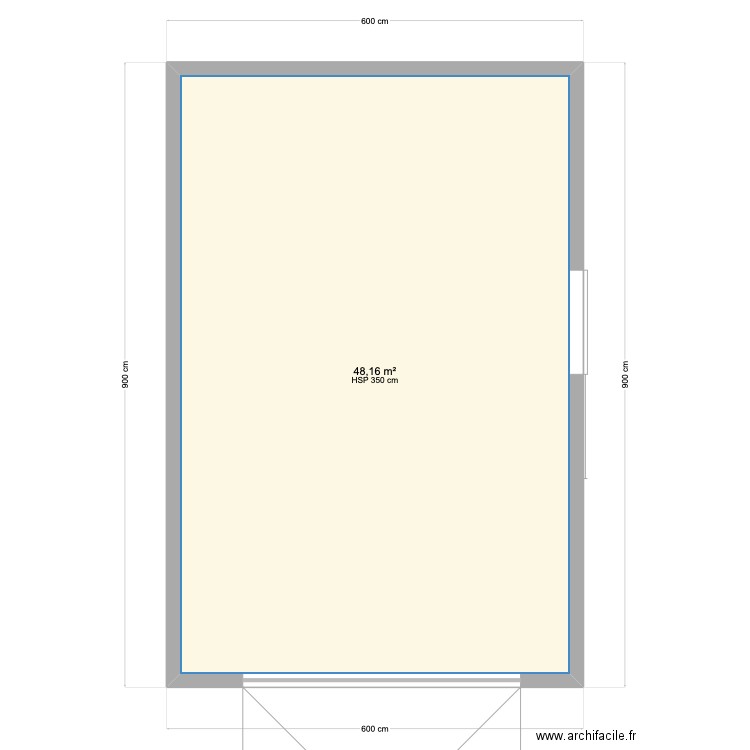 garage toit plat. Plan de 1 pièce et 48 m2