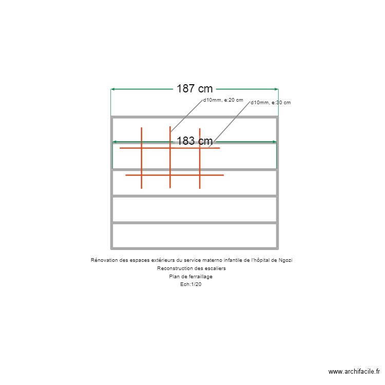 escalier ngozi plan de ferraillage. Plan de 5 pièces et 2 m2