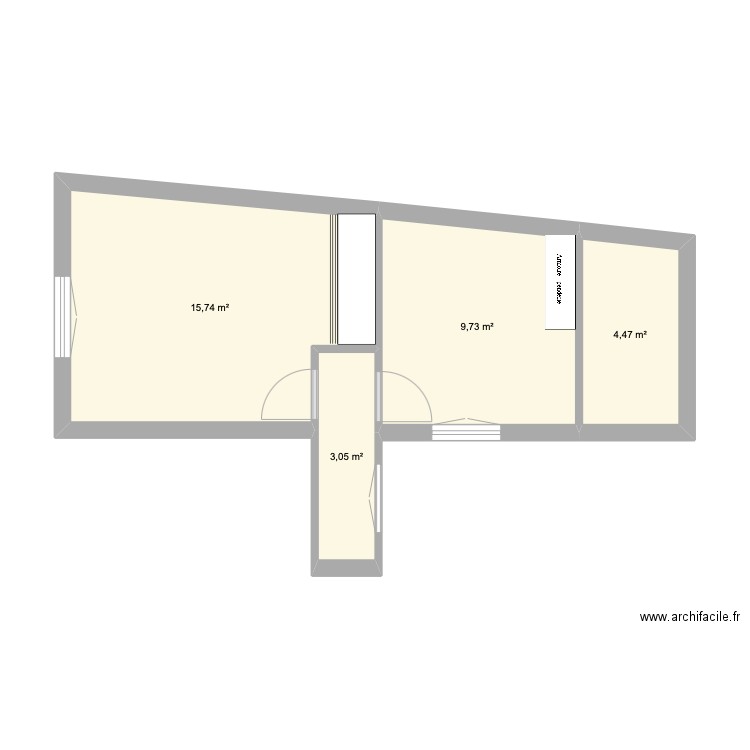 Temple. Plan de 4 pièces et 33 m2