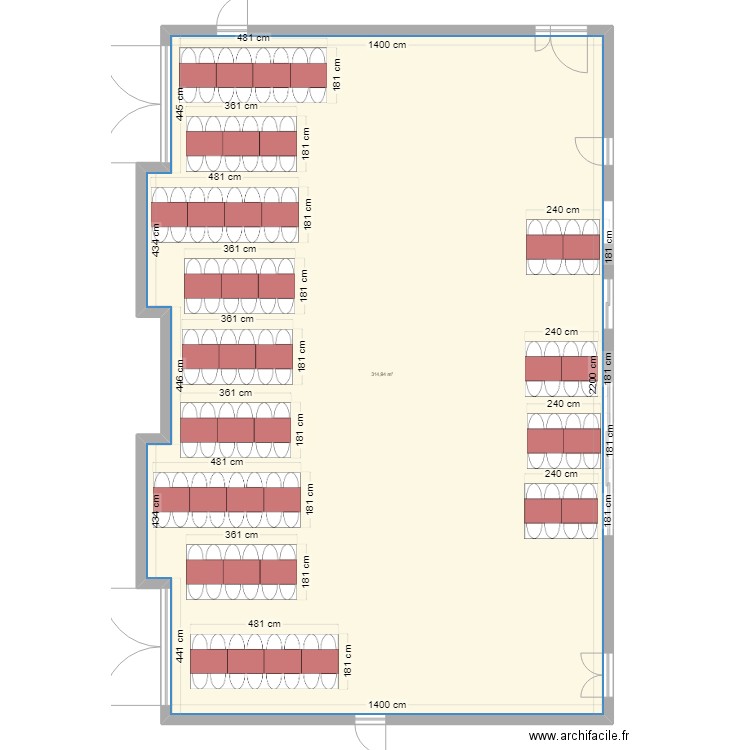 Plan de table 03. Plan de 1 pièce et 315 m2