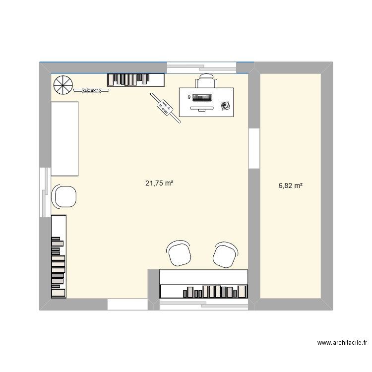 La maison du lagon. Plan de 2 pièces et 29 m2