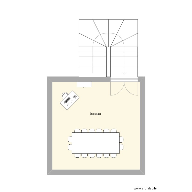 Human Bureau patron. Plan de 1 pièce et 20 m2