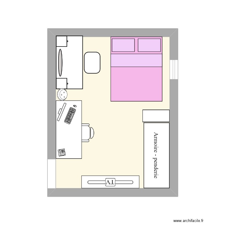 ma chambre. Plan de 1 pièce et 16 m2