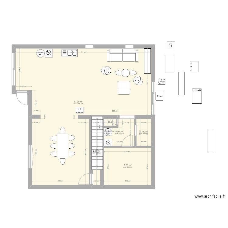 rez de chaussée amenagement ln2. Plan de 0 pièce et 0 m2