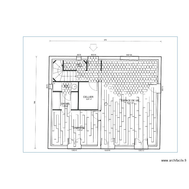 Calepinage RDC carrelage double 3. Plan de 0 pièce et 0 m2