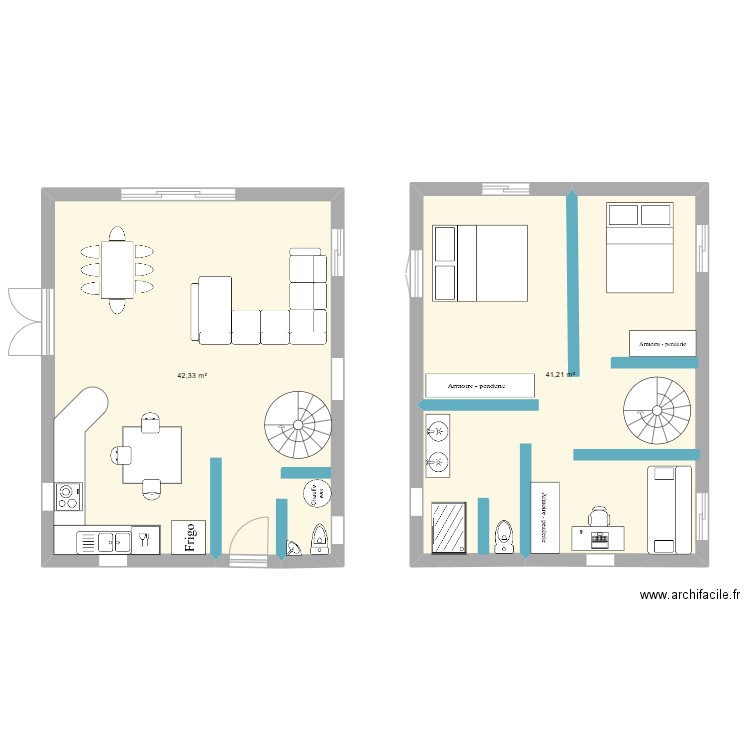 Plan N°3- maison LE SAMBUC. Plan de 2 pièces et 84 m2