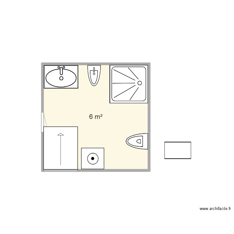 salle de bain D modifié. Plan de 1 pièce et 6 m2