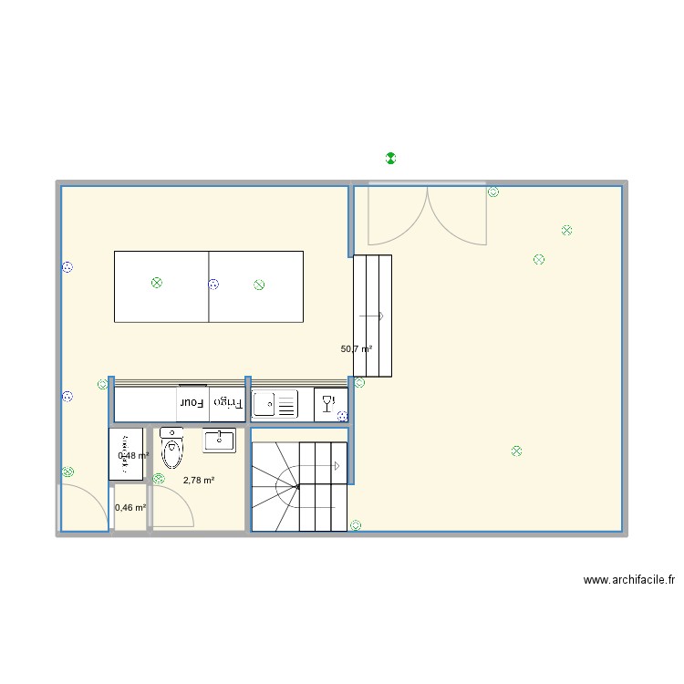 Ivry bonheur haut. Plan de 4 pièces et 54 m2