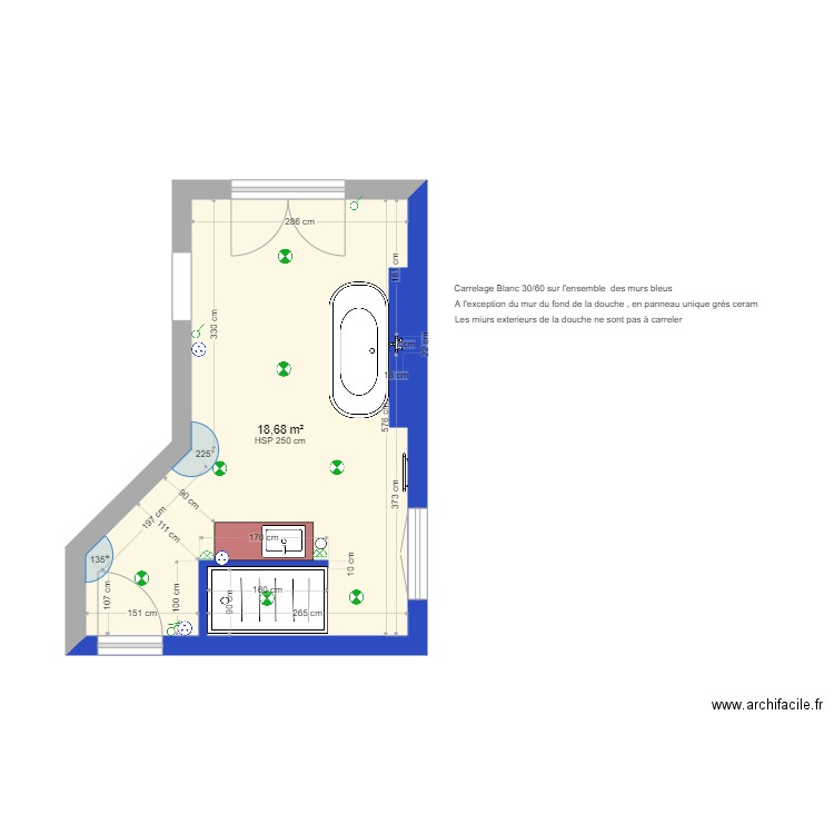 Placo hydro et carrelage Salle de bain . Plan de 0 pièce et 0 m2